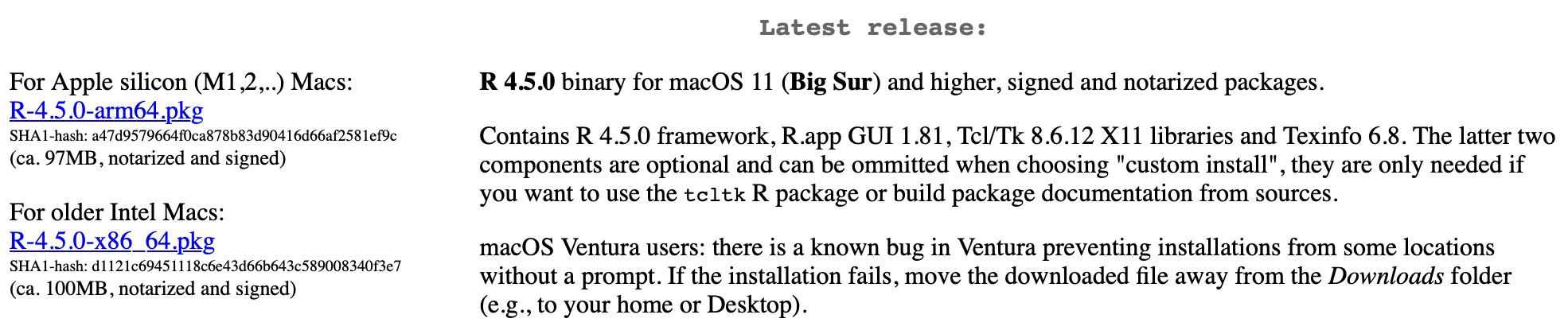 Mac版インストーラーのダウンロード画面